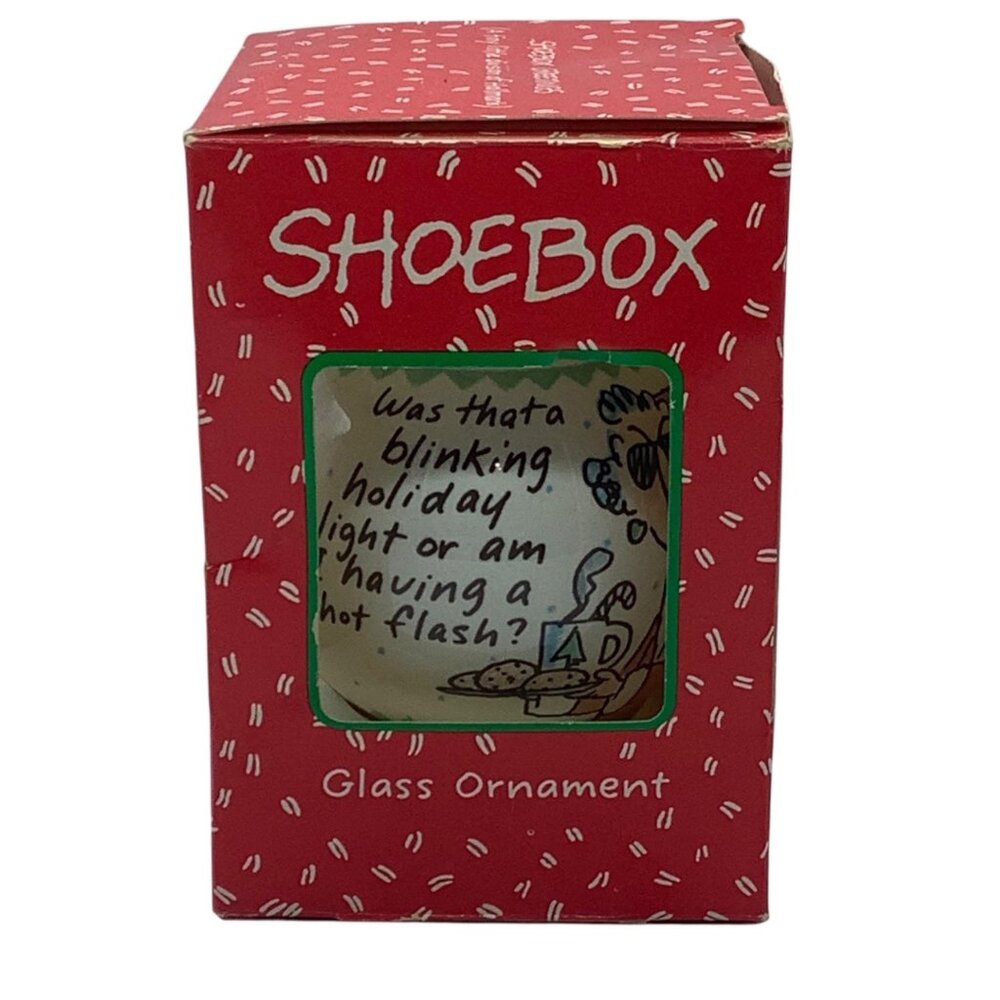 Vtg Shoebox Greetings Glass Ornament 1991 Hallmark Humor Holiday Light Hot Flash